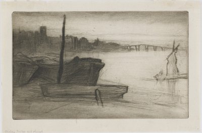 Chelsea Bridge and Church, c.1870-71 by James Abbott McNeill Whistler